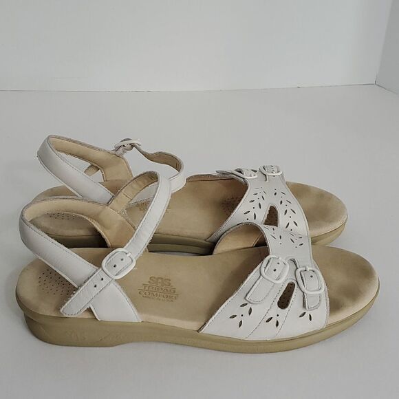 SAS Duo Quarter Strap Leather Sandals White Halo Size 11N - Picture 1 of 8
